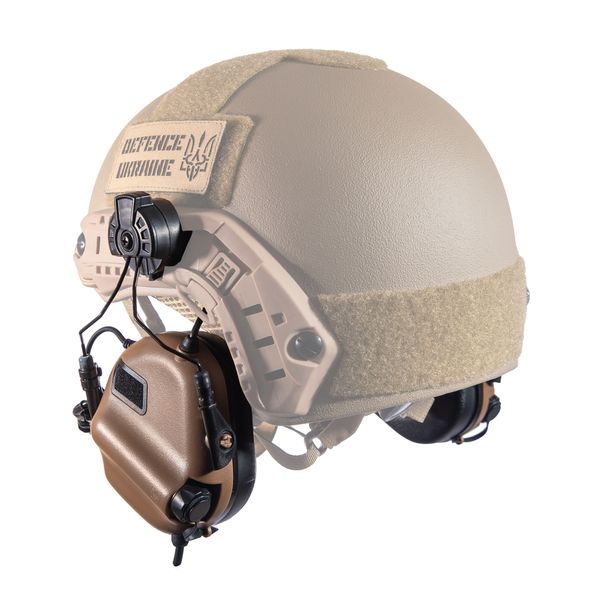 Активні тактичні навушники з мікрофоном "Earmor M32" MOD3 Helmet Version Койот nauc фото